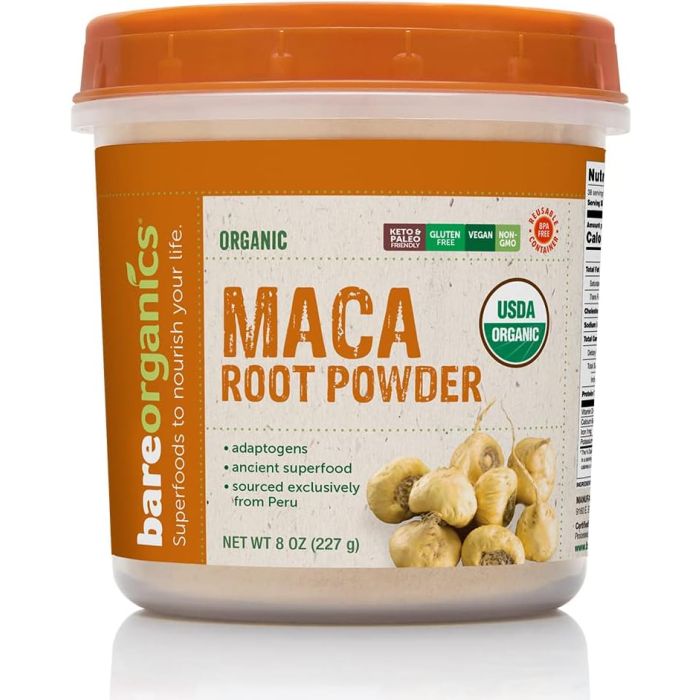 BareOrganics Maca Root Powder 8 Oz Ancient Superfood Adaptogens - supplemynts.com
