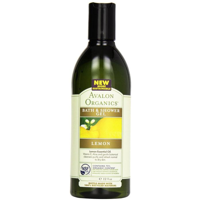 Bath Shower Gel Refreshing Lemon 12 Oz Plant Based Avalon Organics - supplemynts.com