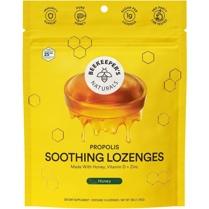 Beekeepers Naturals Propolis Honey Soothing Lozenges 14 Count 50G - supplemynts.com