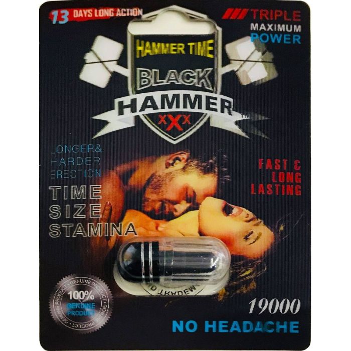 Black Hammer 19000 Triple Maximum Power Male Enhancer Black Pill - supplemynts.com