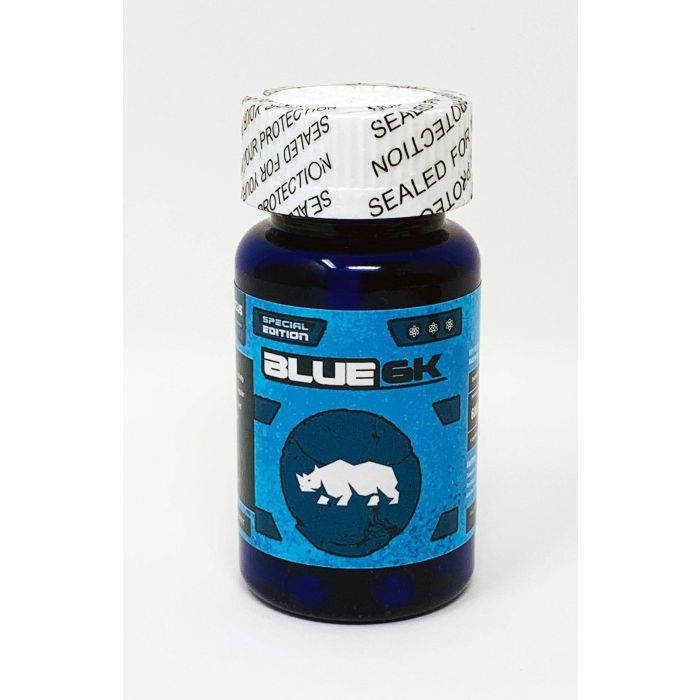 Blue 6k Rhino 6 Count Bottle Premium Male Enhancement - supplemynts.com