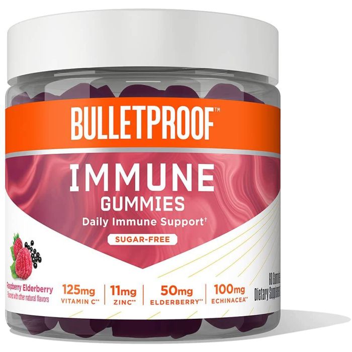 Bulletproof Sugar Free Immune 60 Gummies Raspberry Elderberry Flavored - supplemynts.com