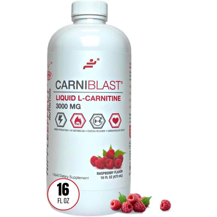 CarniBlast Liquid L Carnitine Raspberry Flavor 16 Oz Bricker Labs - supplemynts.com