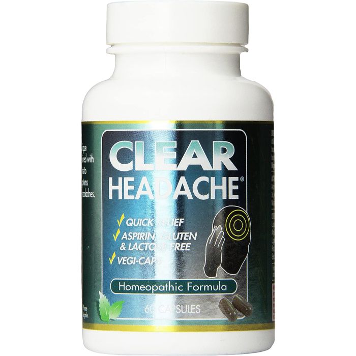 Clear Headache Homeopathic Formula 60 Veggie Capsules - supplemynts.com
