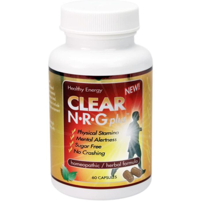 Clear NRG Plus Homeopathic Formula Sugar Free 60 Capsules - supplemynts.com