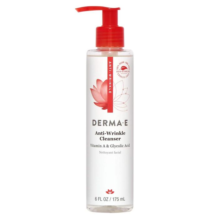 Derma E Vegan Anti Wrinkle Cleanser 6 Oz Glycolic Acid Vitamin A - supplemynts.com