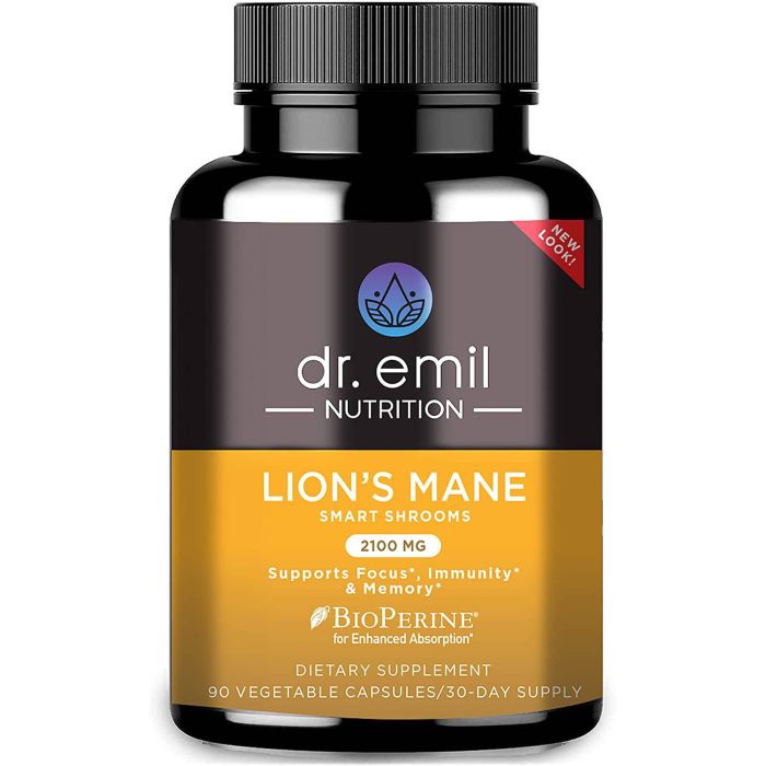 Dr. Emil 30 Day Supply Nutrition Lions Mane Mushroom 90 Veggie Caps - supplemynts.com