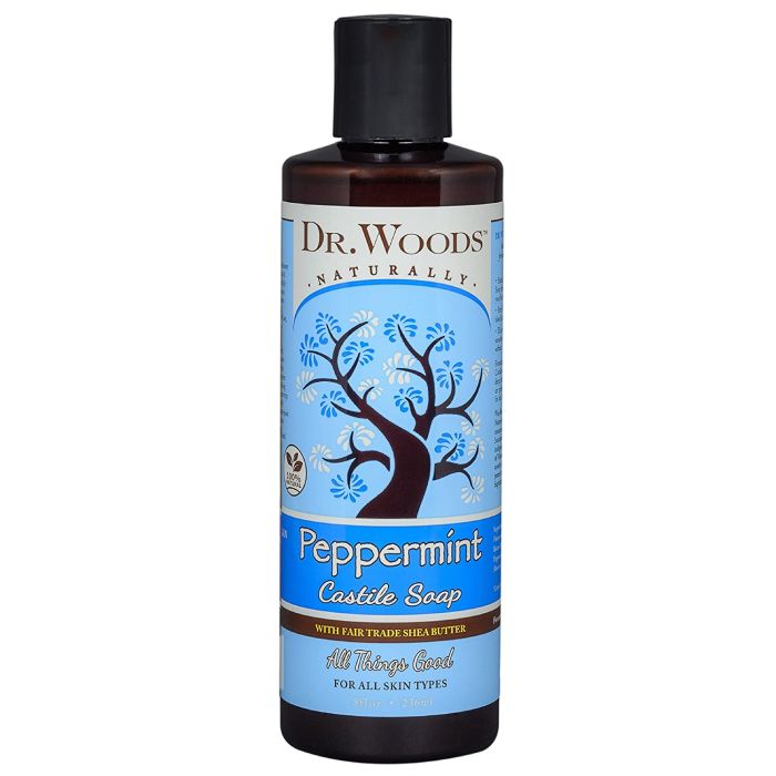 Dr. Wood Peppermint Castile Soap Organic Shea Butter All Skin Types - supplemynts.com