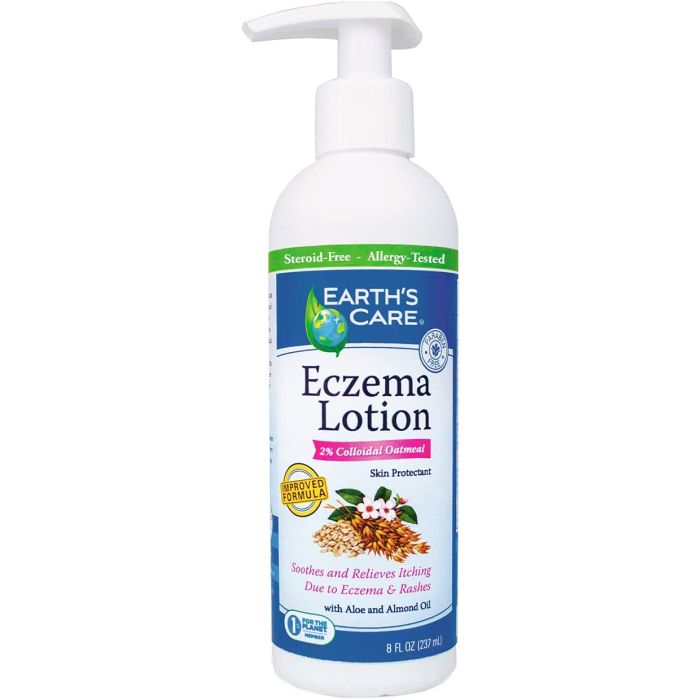 Earth's Care Eczema Lotion 8 Oz Aleo Almond Oil Allergy Tested - supplemynts.com