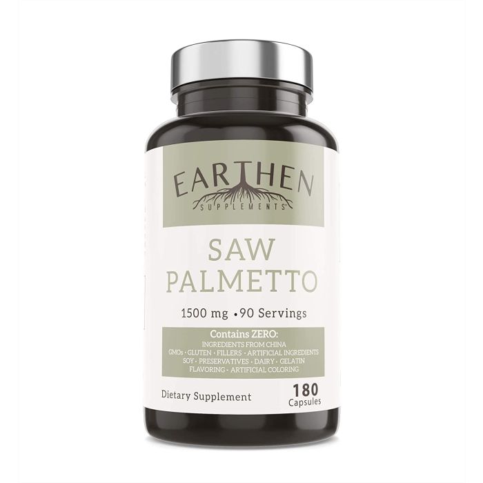 Earthen 180 Capsules Saw Palmetto Dietary Supplement - supplemynts.com