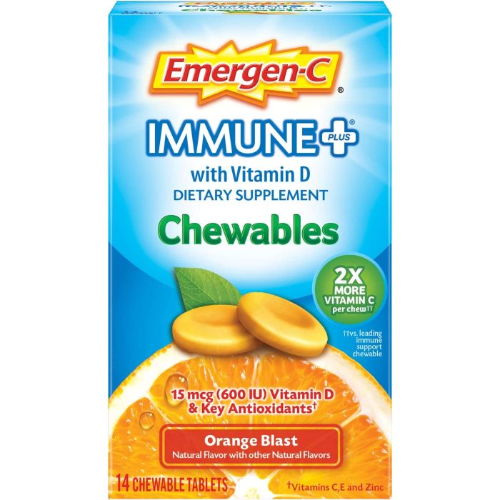 Emergen-C Immune Plus 1000mg Chewable Tablets Orange Blast - supplemynts.com