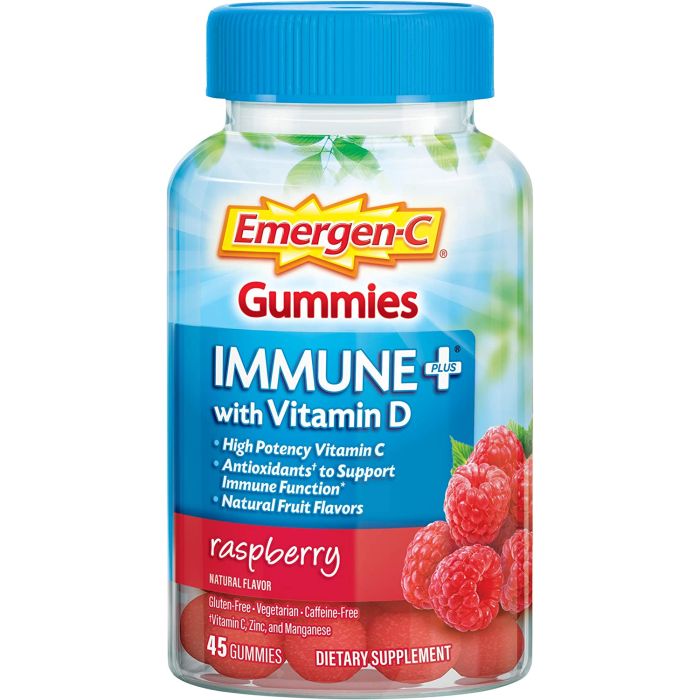 Emergen-C Immune Plus Gummies Raspberry Flavor Vitamin D 45 Cnt - supplemynts.com