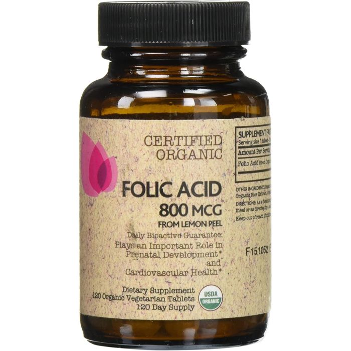 Futurebiotics Certified Organic Folic Acid 800mcg 120 Tablets - supplemynts.com