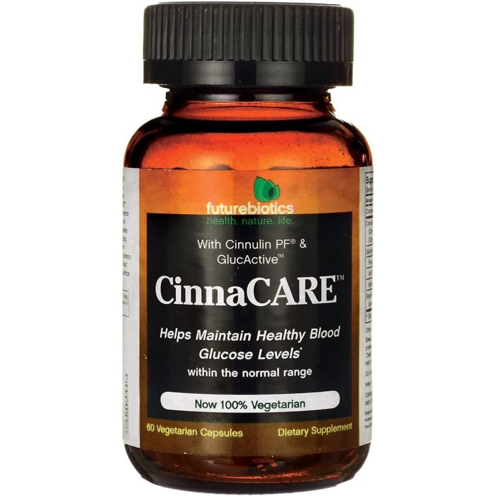 Futurebiotics CinnaCARE 60 Veggie Capsules Healthy Glucose Levels - supplemynts.com