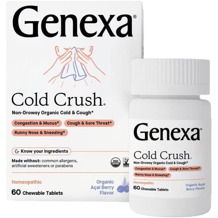 Genexa Cold Crush Homeopathic 60 Chewable Tablets Acai Berry Flavor - supplemynts.com