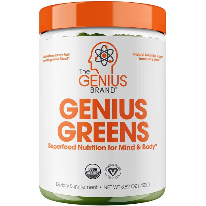 Genius Greens Mind Body Health Superfood Nutrition Powder 8.82 Oz - supplemynts.com
