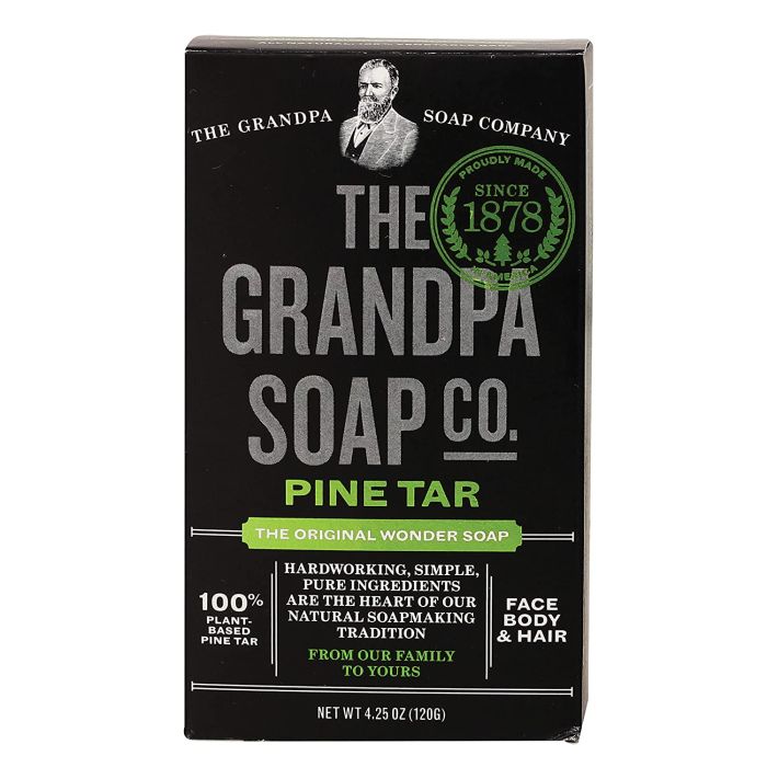 Grandpa Pine Tar Bar Soap 4.25 Oz Plant Based Face Body Hair - supplemynts.com
