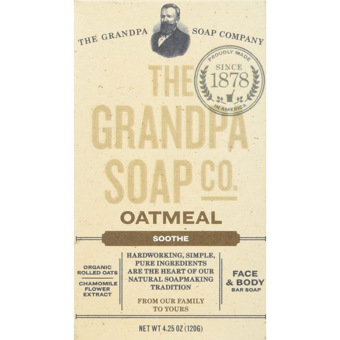 Grandpa Soothe Oatmeal Bar Soap 4.25 Oz Vegan Cruelty Free - supplemynts.com