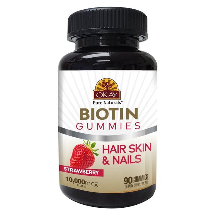 Hair Skin Nail Support Okay Gummies Biotin 90 Count Strawberry Flavor - supplemynts.com