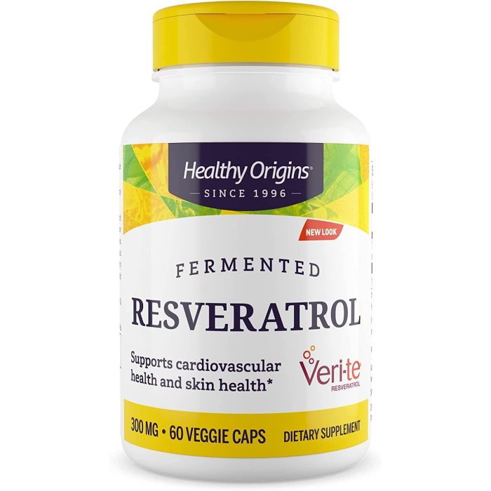 Healthy Origins Fermented Resveratrol 300mg 60 Veggie Caps Gluten Free - supplemynts.com