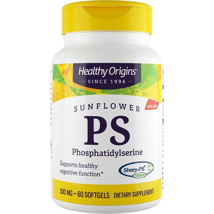 Healthy Origins Sunflower PS 100mg Gluten Free Softgels Brain Support - supplemynts.com