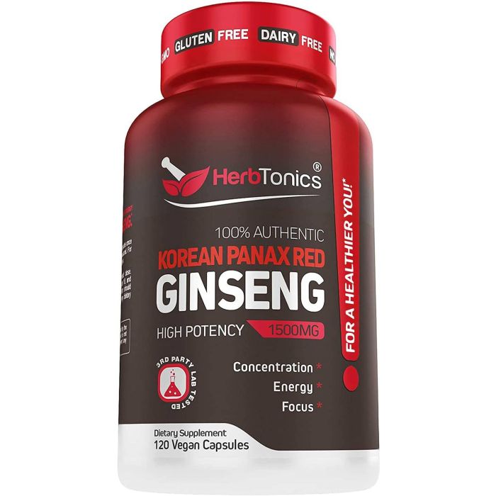 Herb Tonics Korean Panax Red Ginseng Performance Enhancement 120 Caps - supplemynts.com