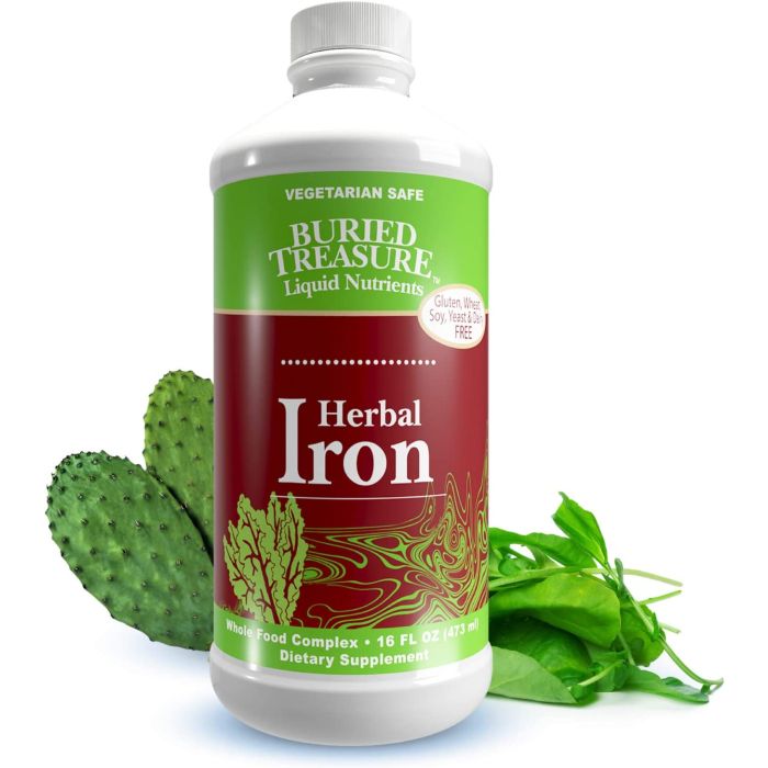 Herbal Iron Supplement 16 Oz Gluten Free Buried Treasure - supplemynts.com