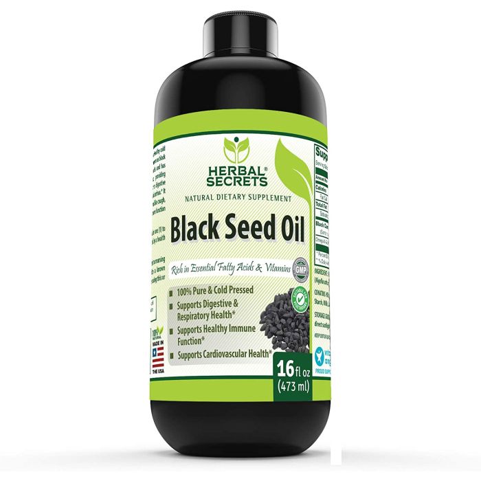 Herbal Secrets Black Seed Oil 16 Oz Cold Pressed Respiratory Health - supplemynts.com
