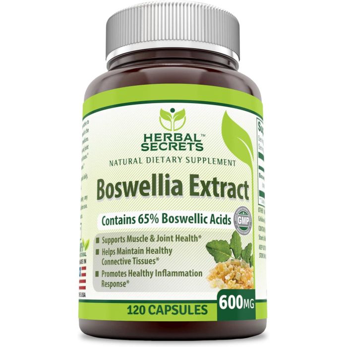 Herbal Secrets Boswellia Extract 600 mg 120 Caps Joint Health Support - supplemynts.com