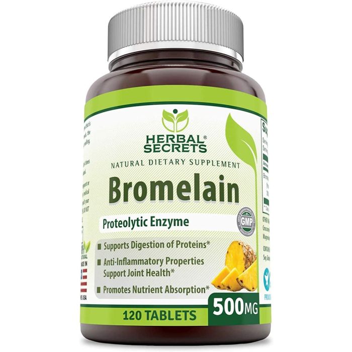 Herbal Secrets Bromelain 500 Mg 120 Tablets Proteolytic Enzyme - supplemynts.com