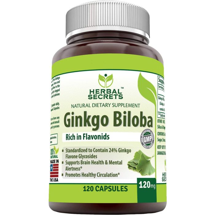Herbal Secrets Ginkgo Biloba 120 mg 120 Caps Rich In Flavonids - supplemynts.com