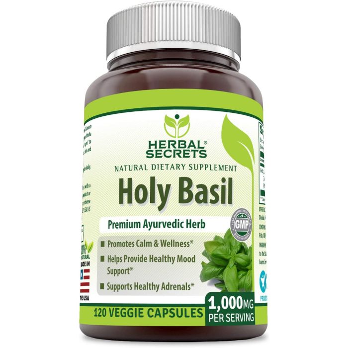 Herbal Secrets Holy Basil 1000 Mg 120 Capsules Premium Ayurvedic Herb - supplemynts.com