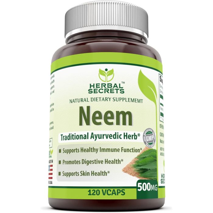 Herbal Secrets Neem 500 Mg 120 VCaps Traditional Ayurvedic Herb - supplemynts.com