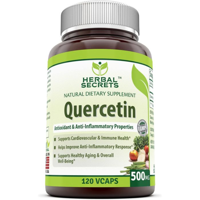 Herbal Secrets Quercetin 500 Mg 120 VCaps Antioxidant Immune Health - supplemynts.com