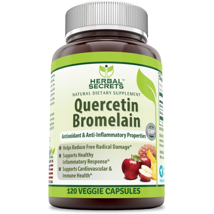 Herbal Secrets Quercetin Bromelain 120 Veggie Capsules Immune Health - supplemynts.com