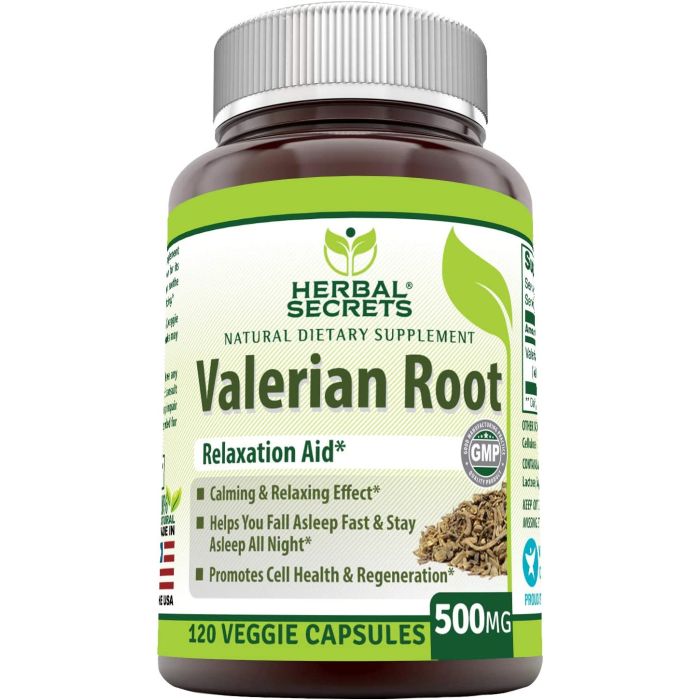 Herbal Secrets Valerian Root 500 Mg 120 Capsules Relaxation Aid - supplemynts.com
