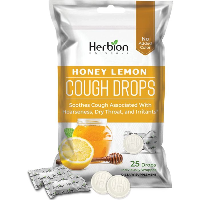 Herbion Naturals Honey Lemon Flavored Cough Drops 25 Count Sugar Free - supplemynts.com