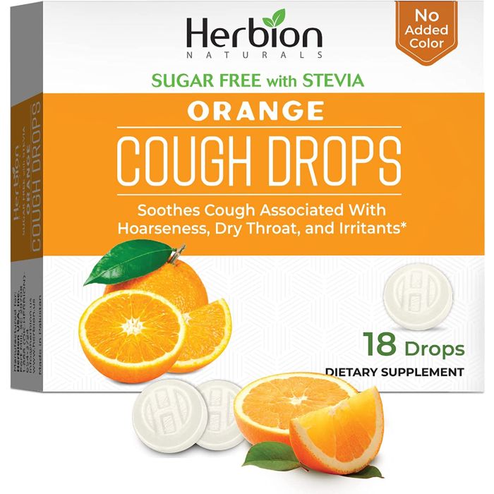 Herbion Naturals Orange Flavored Sugar Free Cough Drops 18 Count - supplemynts.com