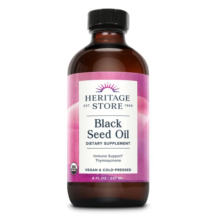 Heritage Store Black Seed Oil Thymoquinone 8 Oz Immune Support - supplemynts.com