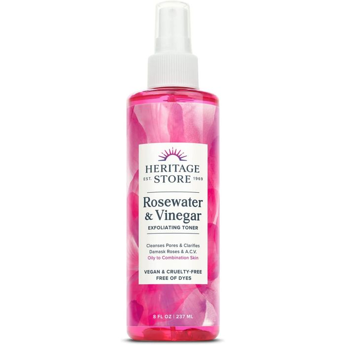 Heritage Store Rosewater Vinegar Exfoliating Toner Hypoallergenic 8 Oz - supplemynts.com