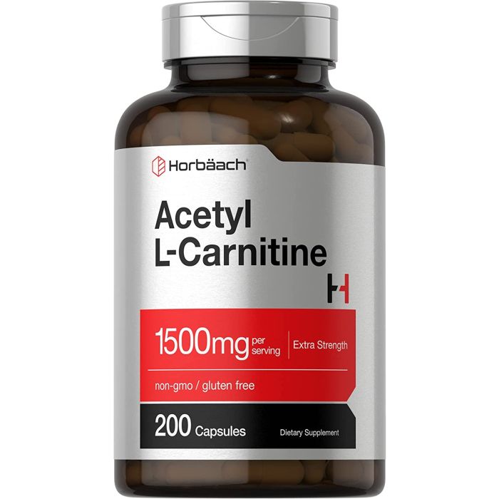 Horbaach Acetyl L Carnitine 1500mg Gluten Free 200 Caps - supplemynts.com