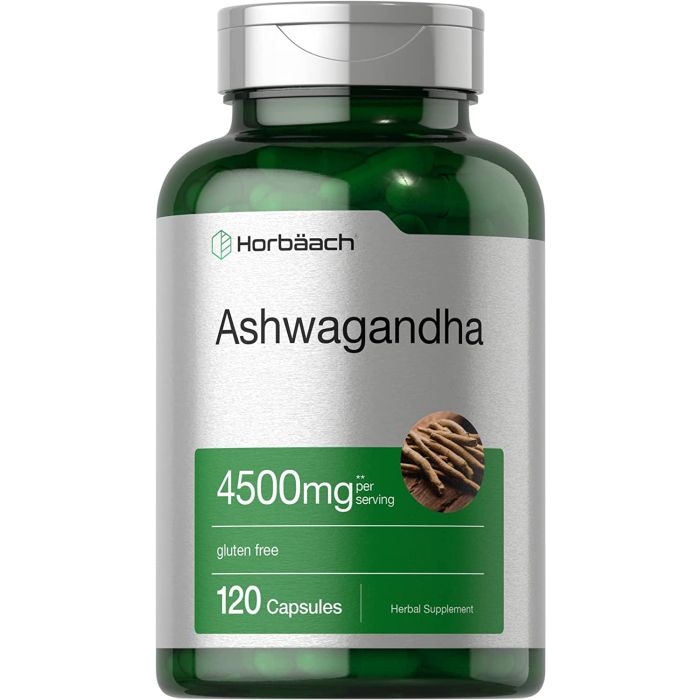 Horbaach Ashwagandha 4500mg Gluten Free 120 Capsules - supplemynts.com
