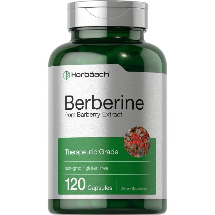 Horbaach Berberine Supplement Barberry Extract 120 Caps Gluten Free - supplemynts.com