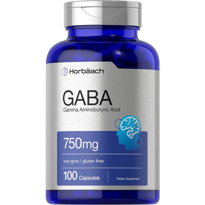 Horbaach GABA 750mg Stress Relief Supplement 100 Gluten Free Caps - supplemynts.com