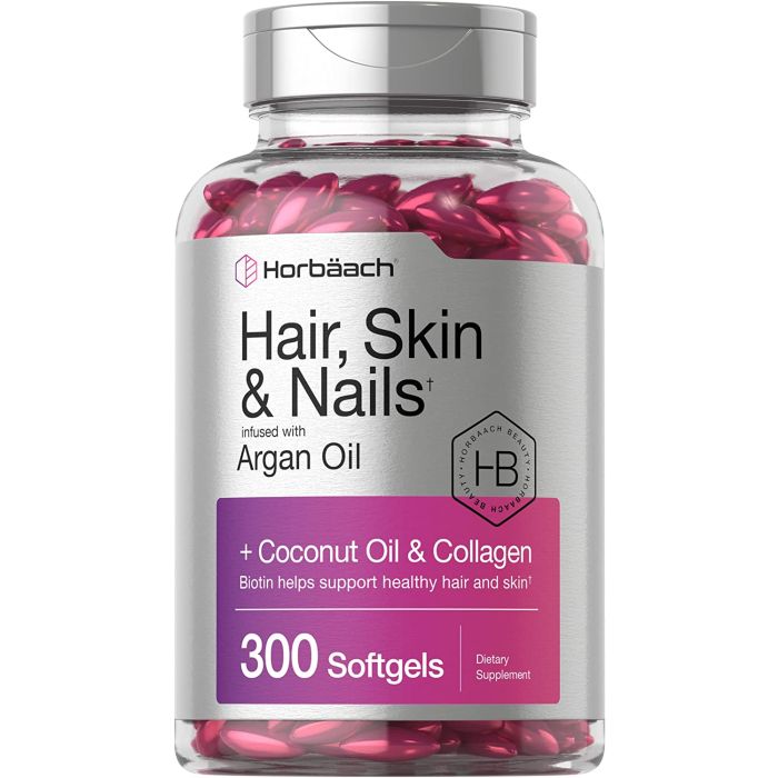 Horbaach Hair Skin Nails Support Coconut Argan Oil Collagen 300 Count - supplemynts.com