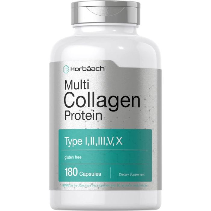 Horbaach Multi Collagen Protein 2000mg Gluten Free 180 Caps - supplemynts.com