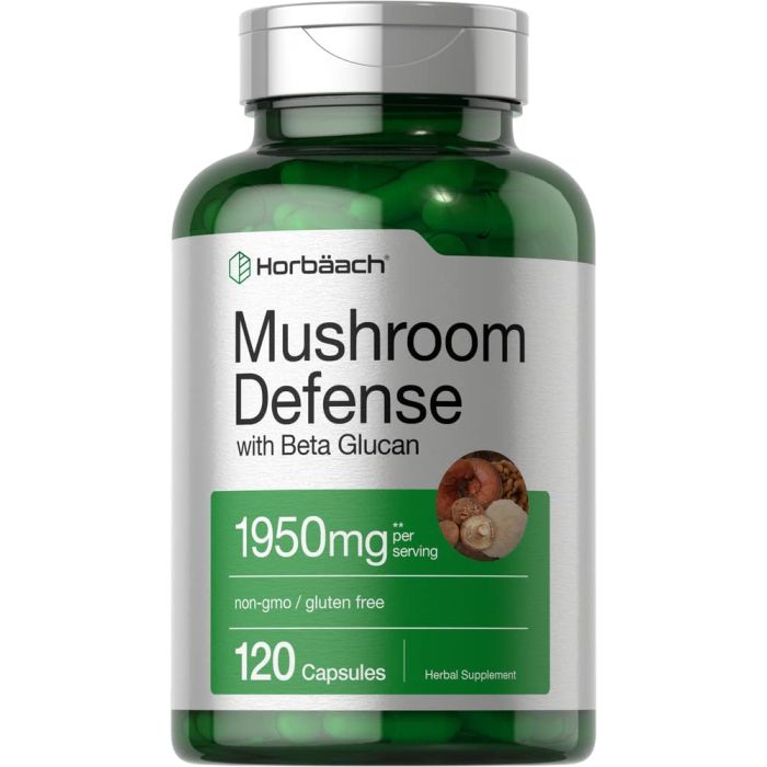 Horbaach Mushroom Complex Beta Glucan 1950mg Gluten Free 120 Caps - supplemynts.com