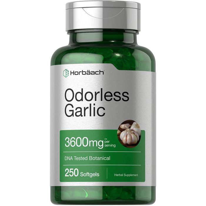 Horbaach Odorless Garlic 3600mg 250 Softgels - supplemynts.com