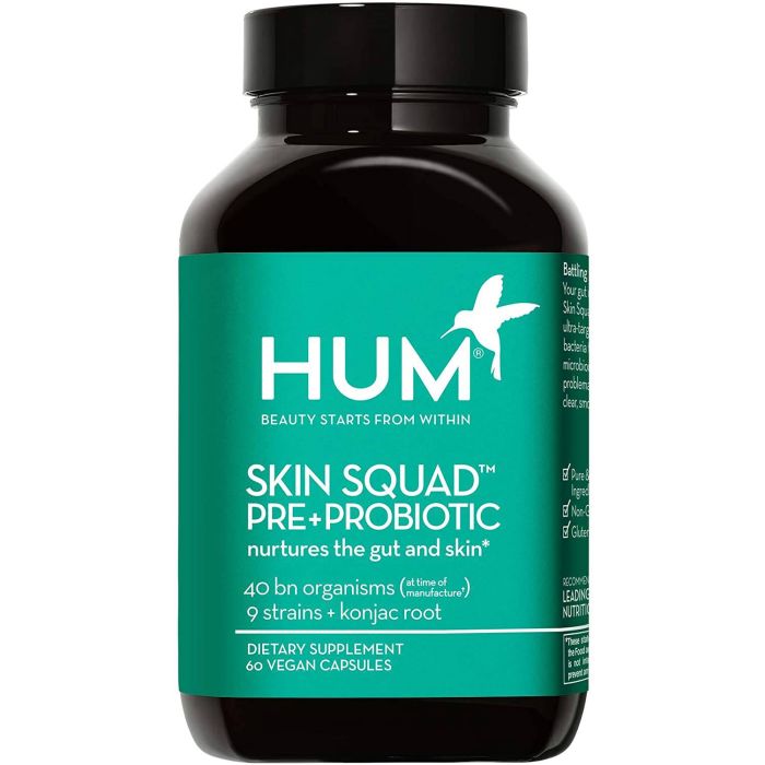 Hum Skin Squad Pre Probiotic Gut Health Supplement 60 Vegan Caps - supplemynts.com