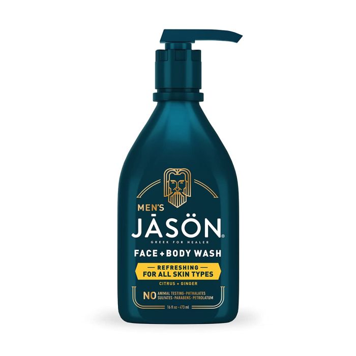 Jason Men Refreshing 2 In 1 Face Body Wash All Skin Types 16 Oz Vegan - supplemynts.com